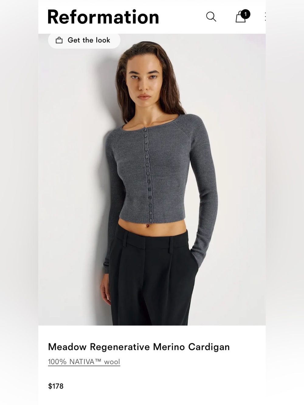 Reformation Meadow wool cardigan - gray